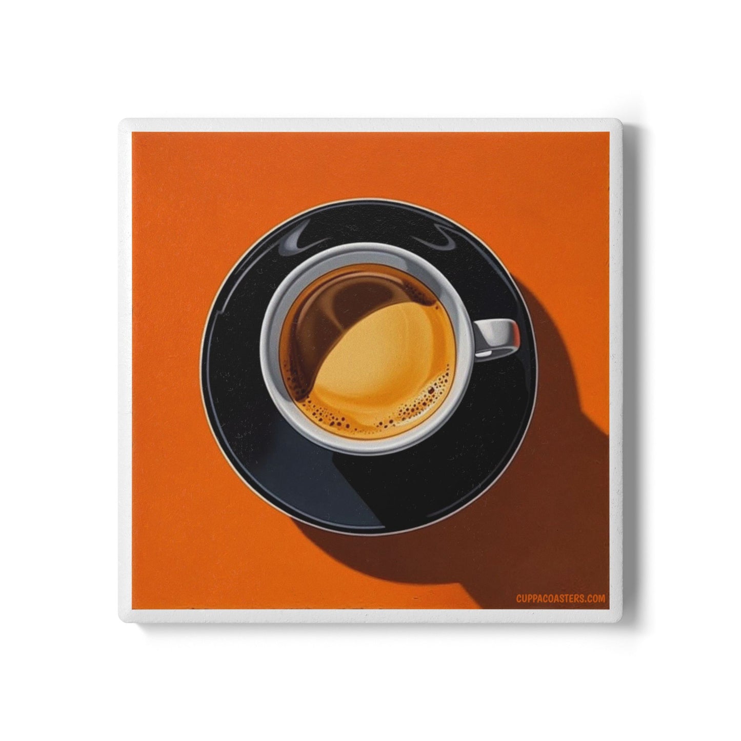 ‘Espresso Yourself’ Ceramic Drinks Coaster – Bold Coffee Art with Cork Backing