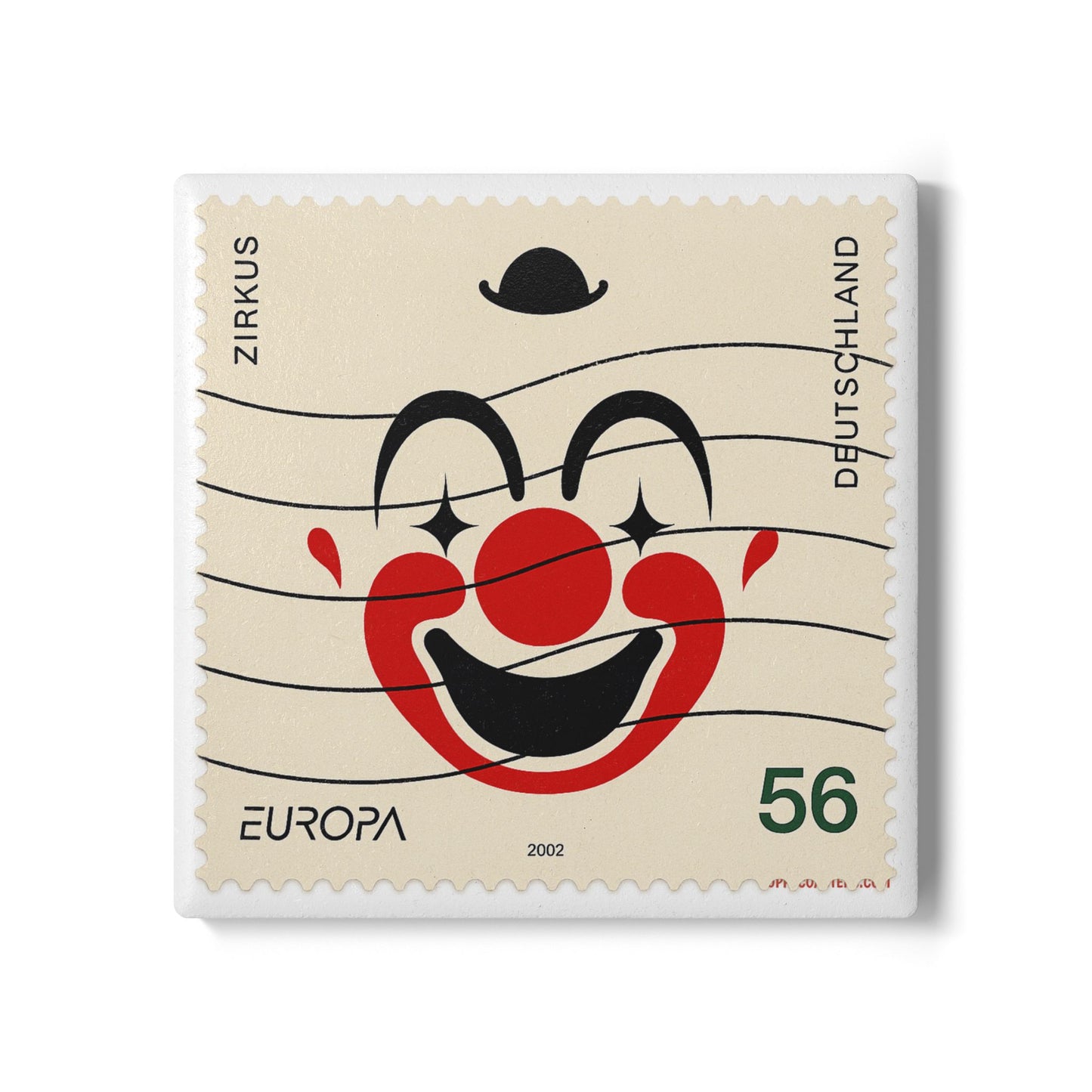 Zirkus Clown Ceramic Drinks Coaster – Postage Paid in Laughter 🎪