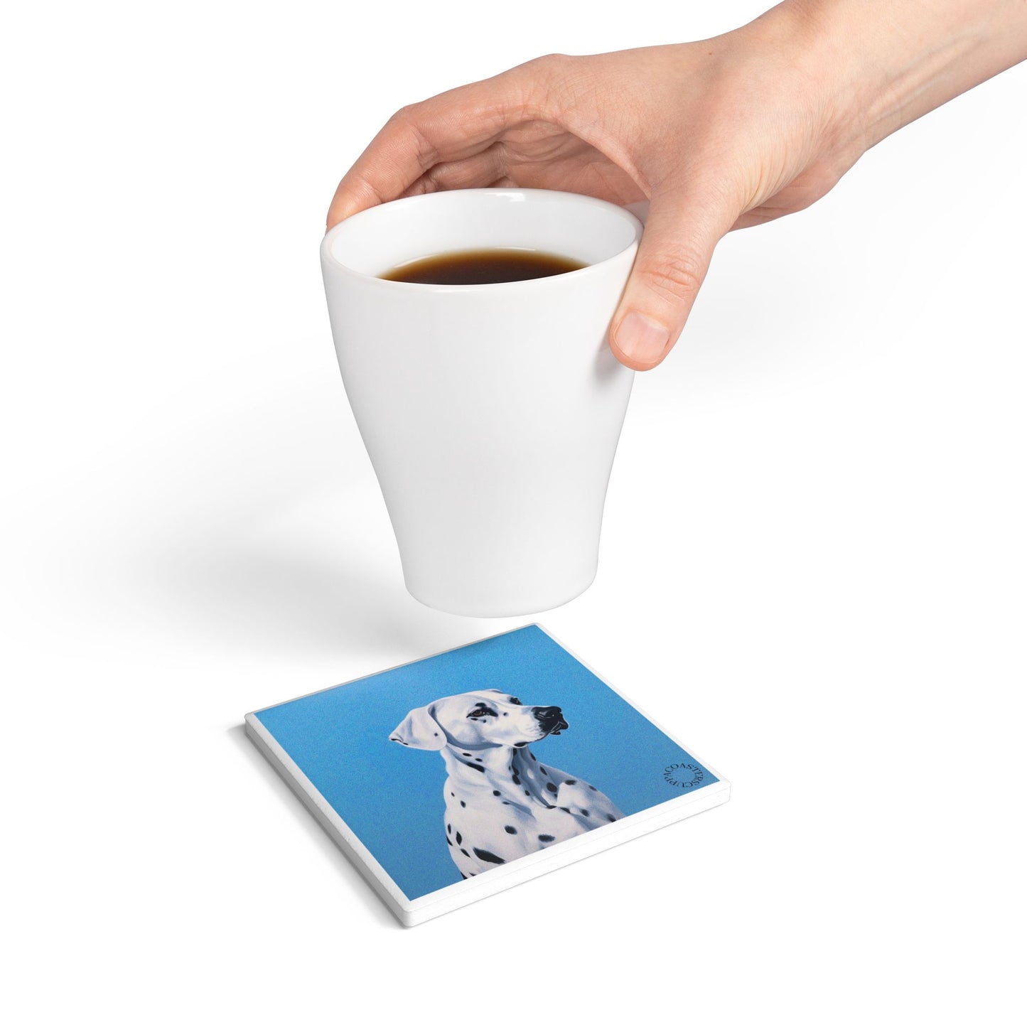 🐾 Dalmatian Ceramic Coaster – Spotted Style