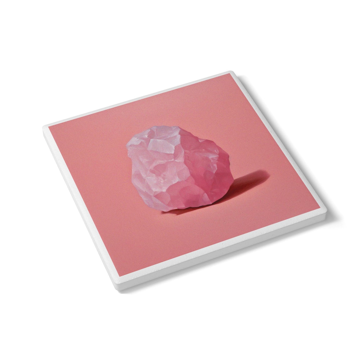 Rose Quartz Ceramic Drinks Coaster – The Stone of Love for Your Coffee Table
