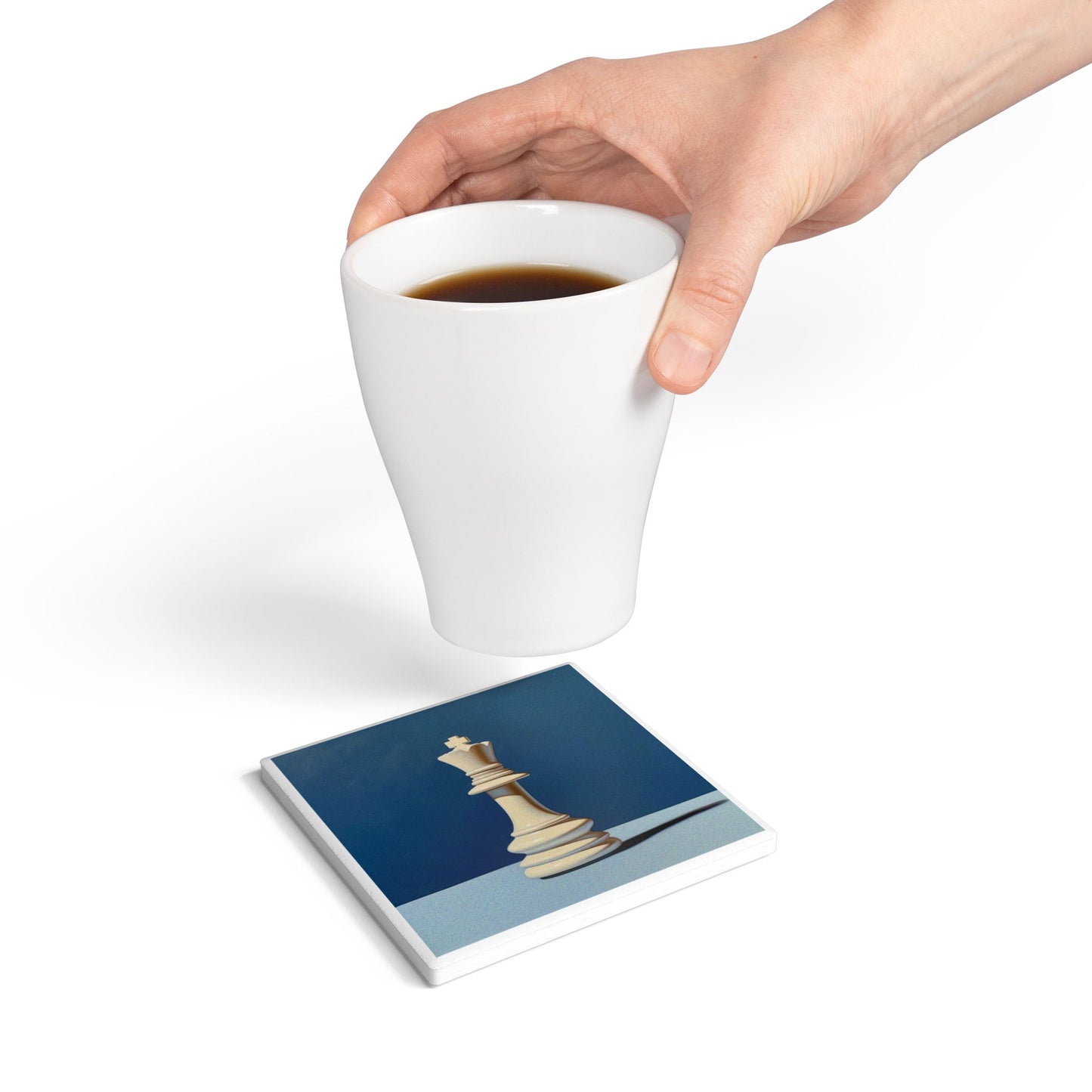 King Chess Piece Ceramic Coaster – Strategy Lover Gift