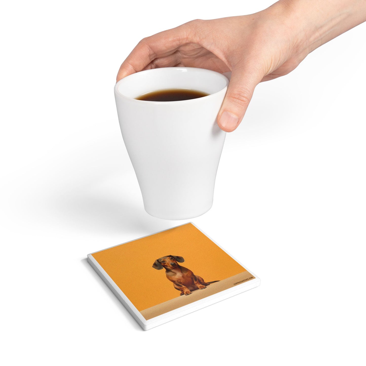Dachshund Dash Ceramic Coaster β Long Dog, Big Personality πΎπ§‘