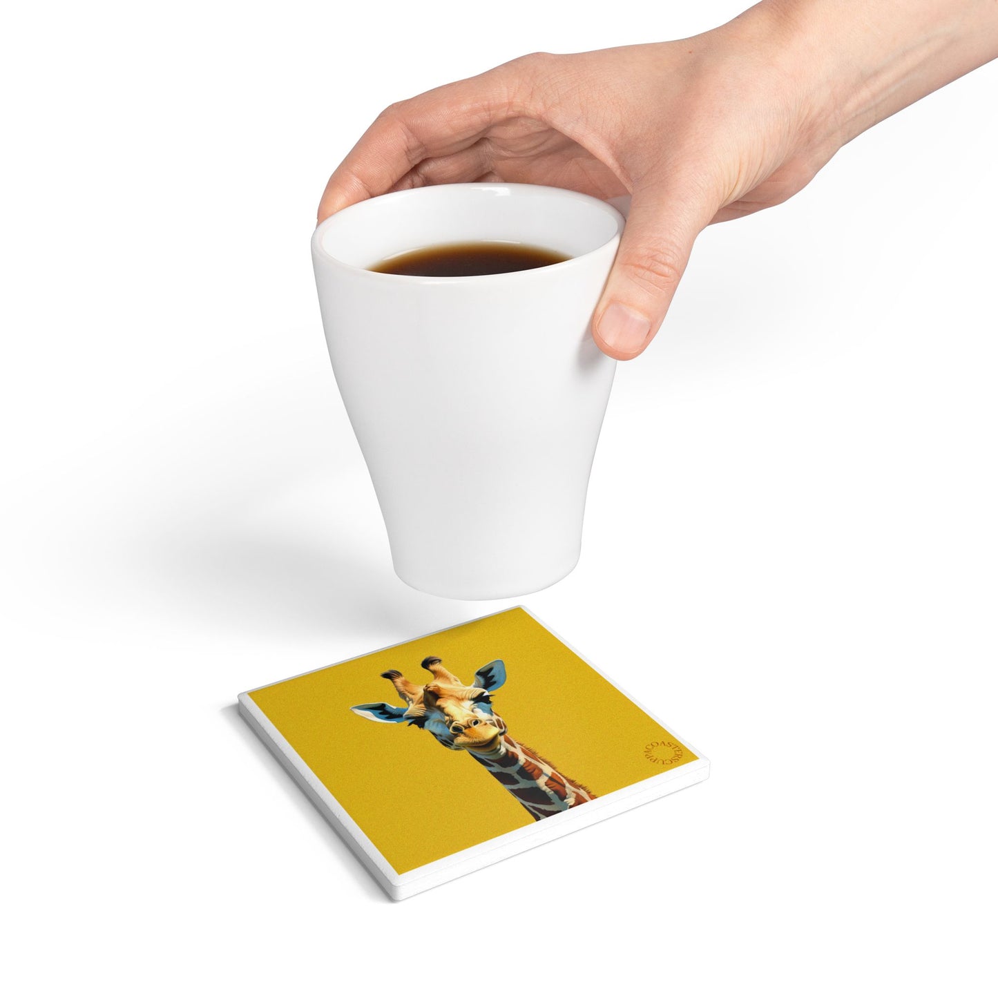 🦒 Golden Giraffe Ceramic Coaster – Tall, Bright & Full of Charm