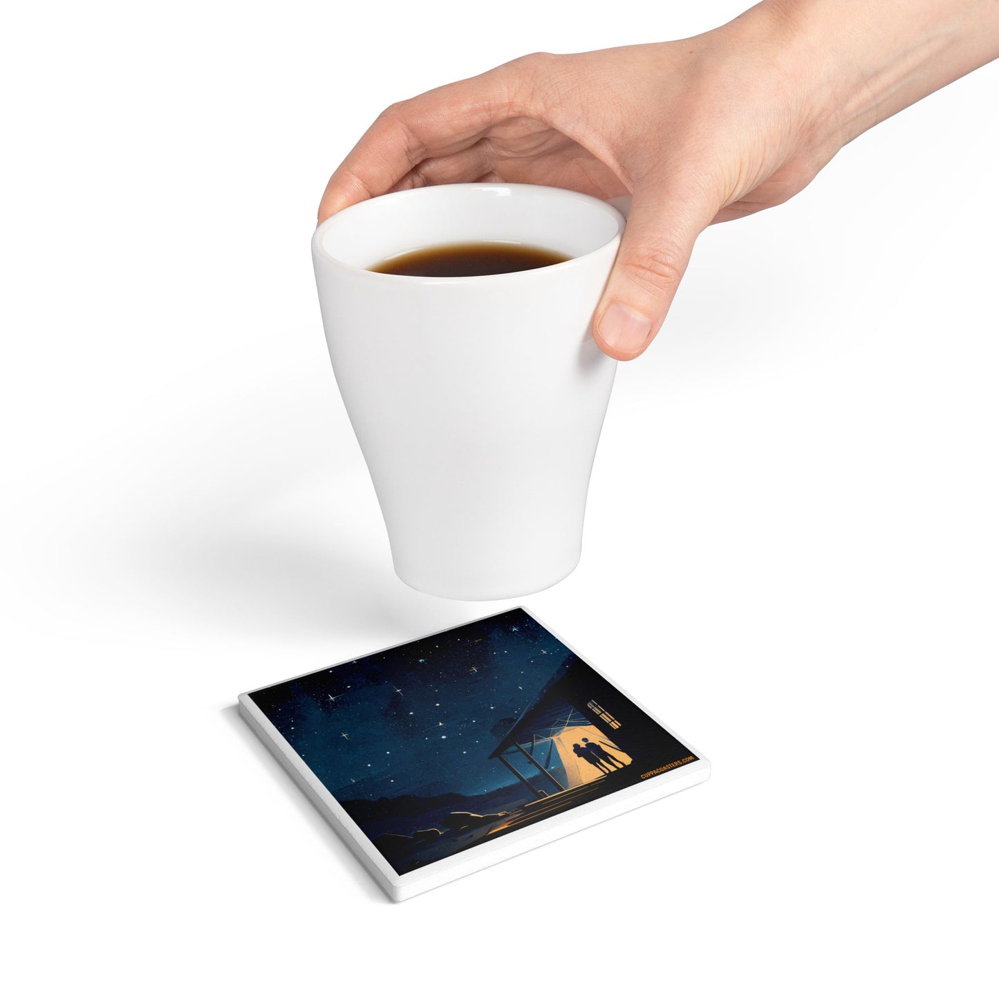 Starlit Porch Ceramic Coaster β Where Stories Begin ππ‘