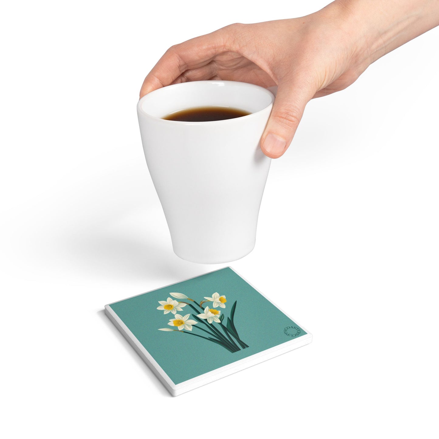 🌼 Spring Daffodils Ceramic Coaster – Bloom & Renewal