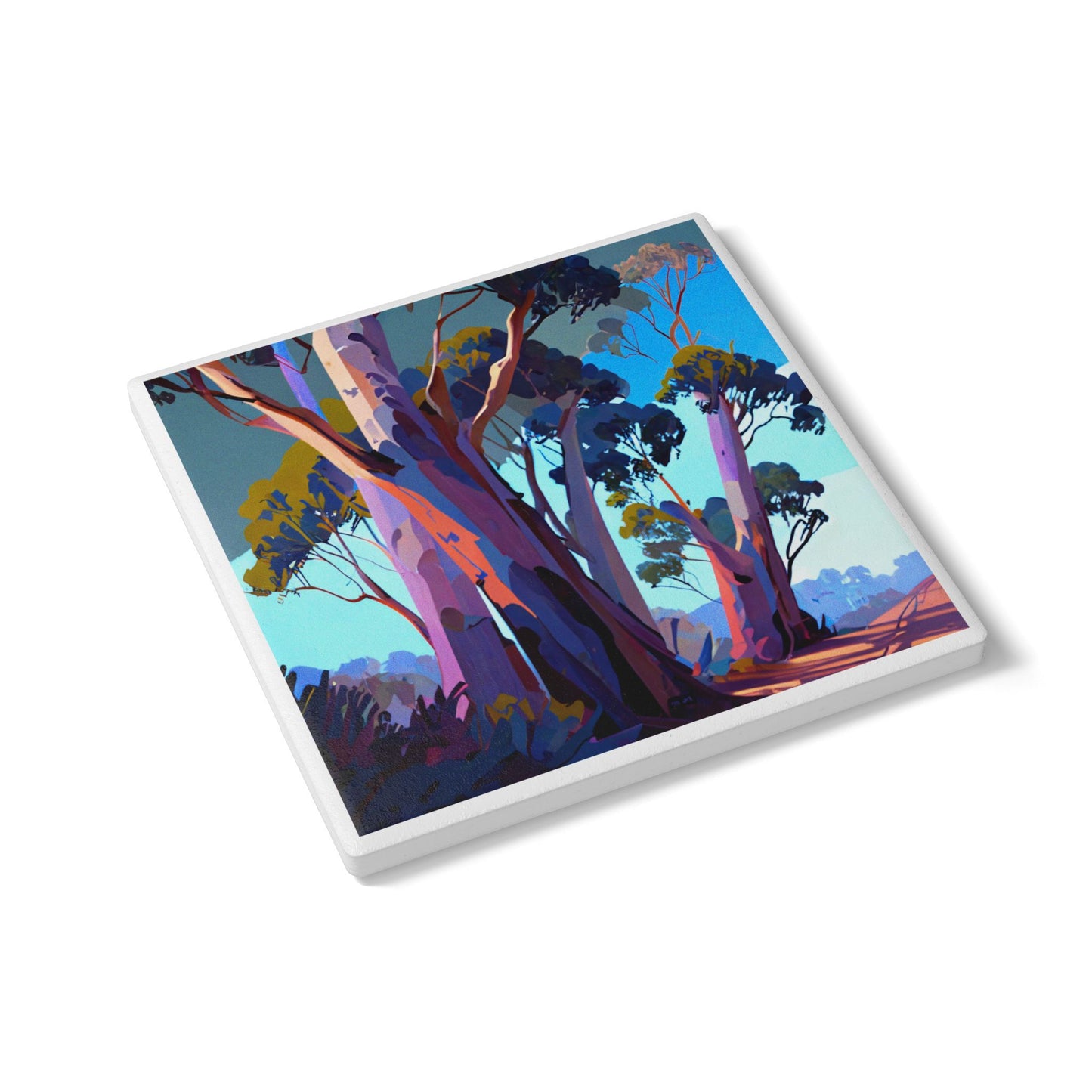 Gumtrees Ceramic Coaster – Vibrant Nature Art Gift