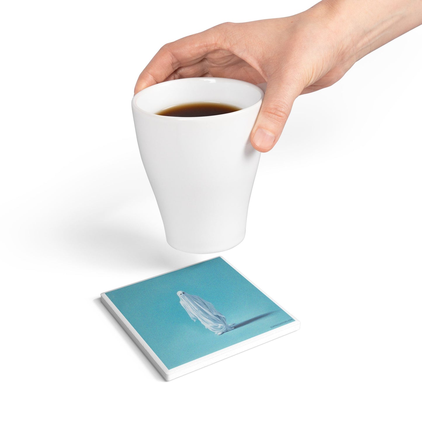 Ghosted Ceramic Coaster β Boo-tifully Chill π»π΅