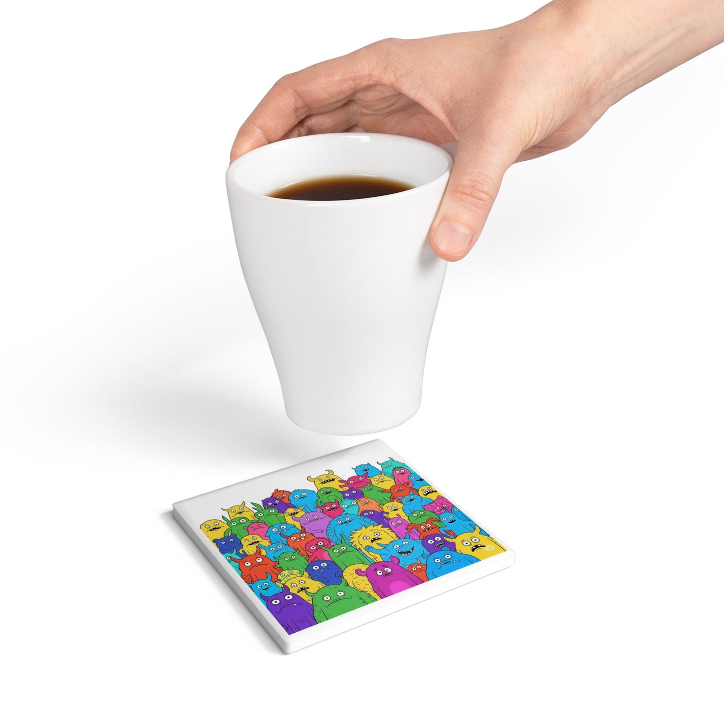 Monster Party Ceramic Coaster β Fun Gift for Kids