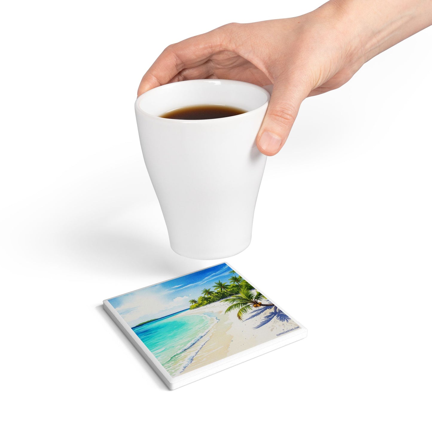 Tropical Drift Ceramic Coaster β Palm Trees & Peaceful Seas π΄π