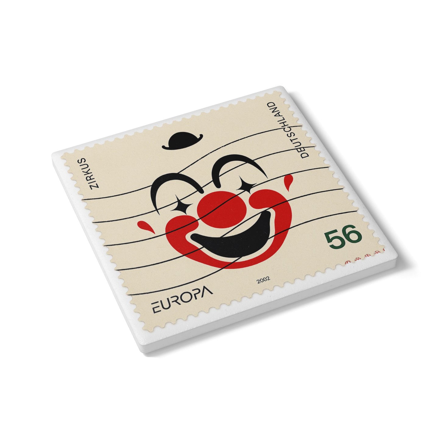 Zirkus Clown Ceramic Drinks Coaster – Postage Paid in Laughter 🎪