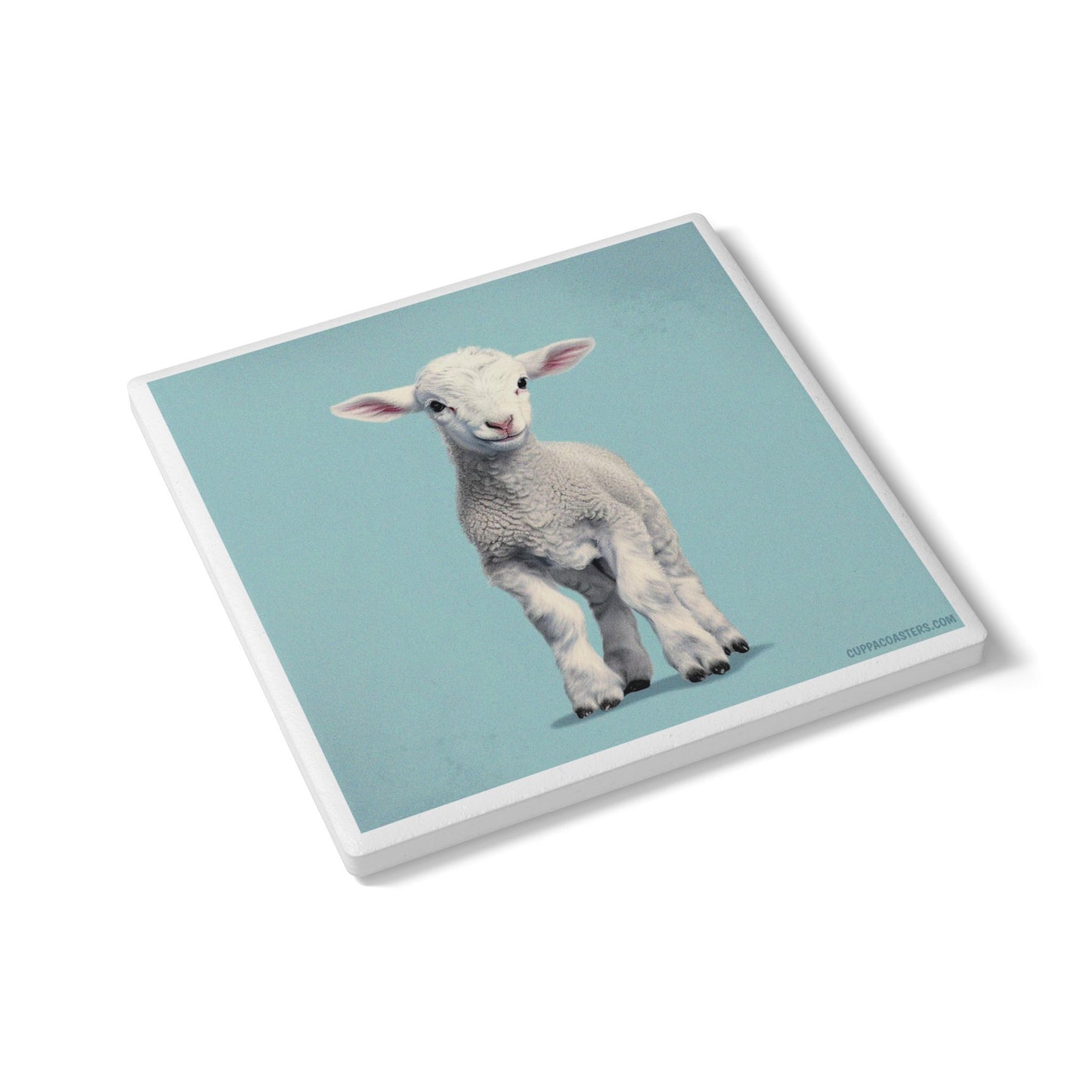 Lamb Face Ceramic Coaster β Soft Gaze Edition ππ