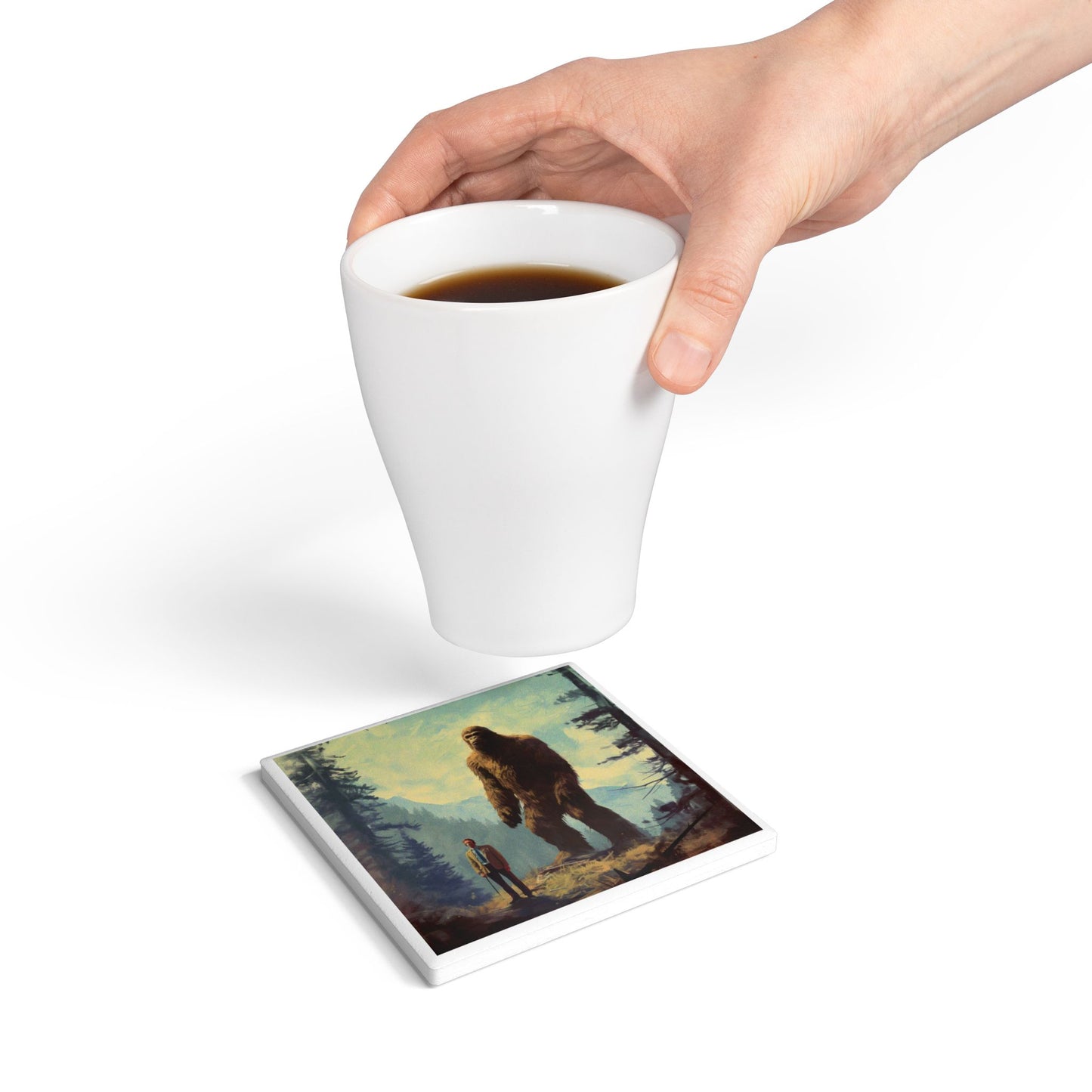 Bigfoot Ceramic Coaster – Mythical Adventure Gift