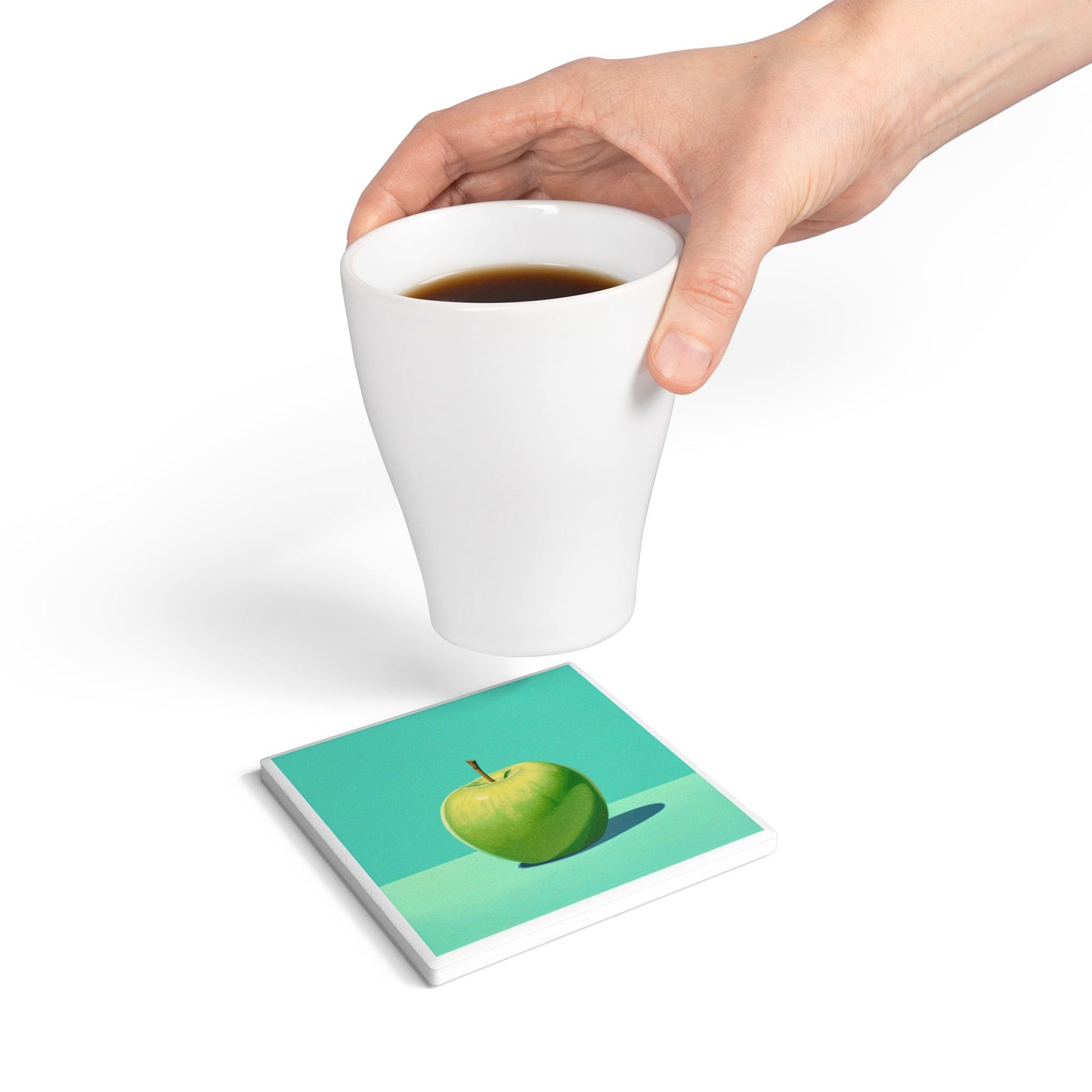 Fresh Apple Ceramic Drinks Coaster β Modern Minimalist Fruit Art