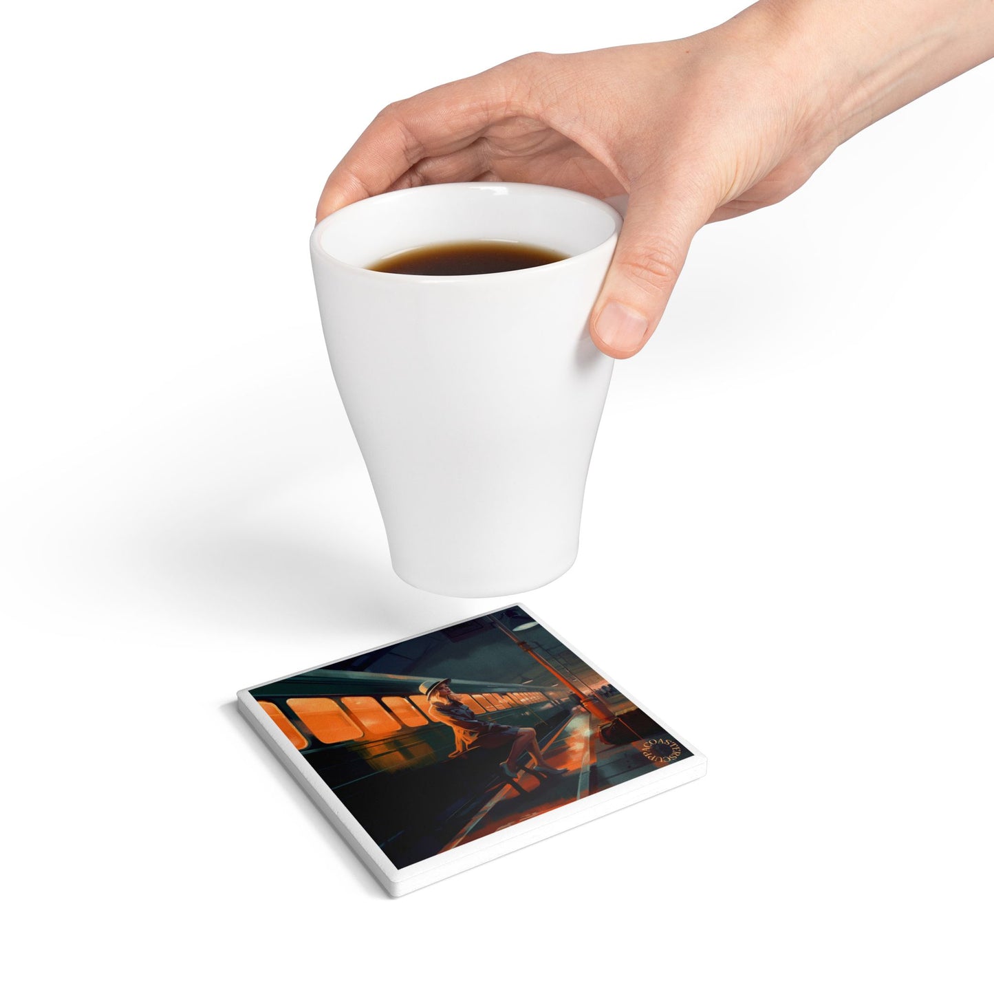 π Midnight Departure Ceramic Coaster β The Waiting Hour