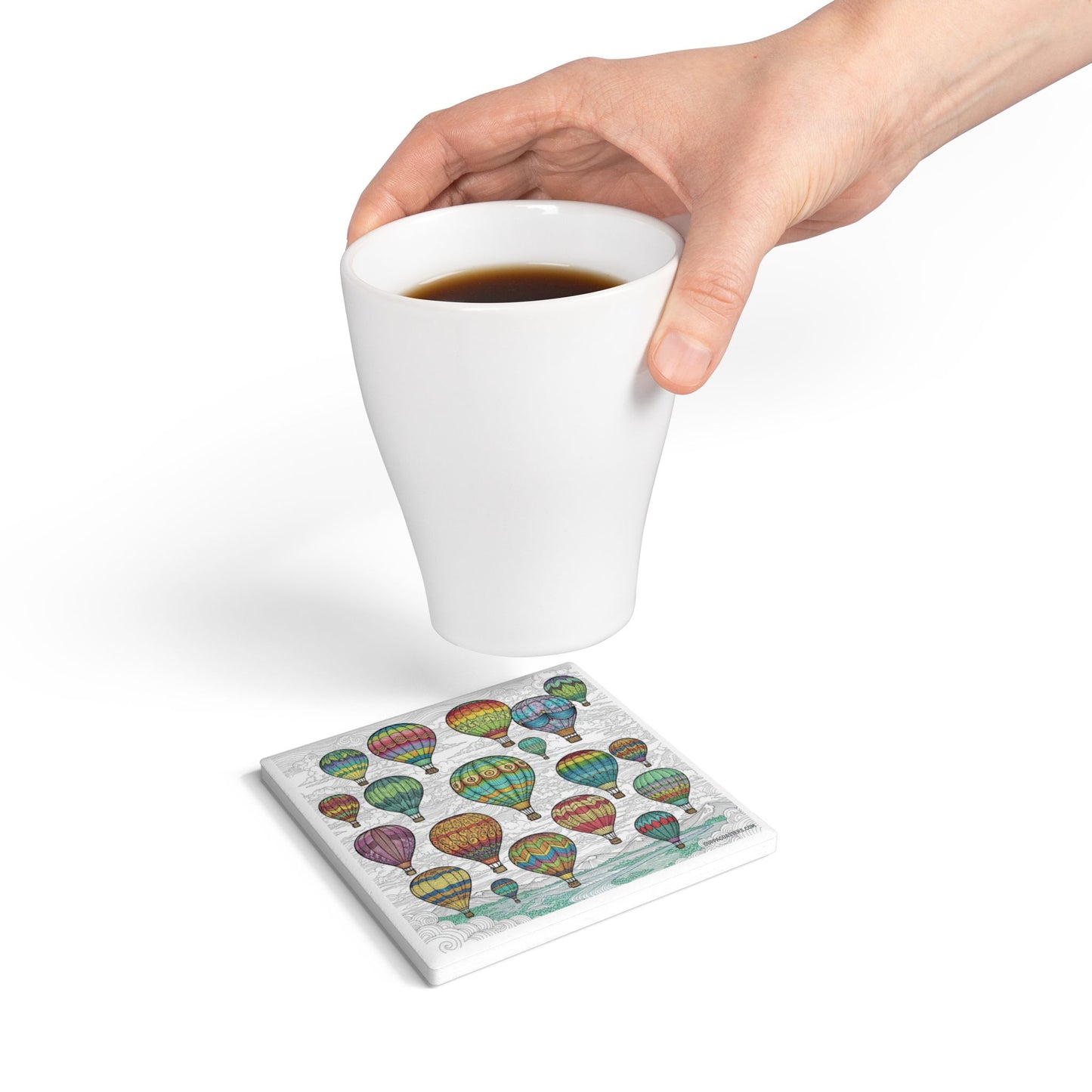 Balloon Breeze Ceramic Coaster β Elevate Your Sip πβοΈ