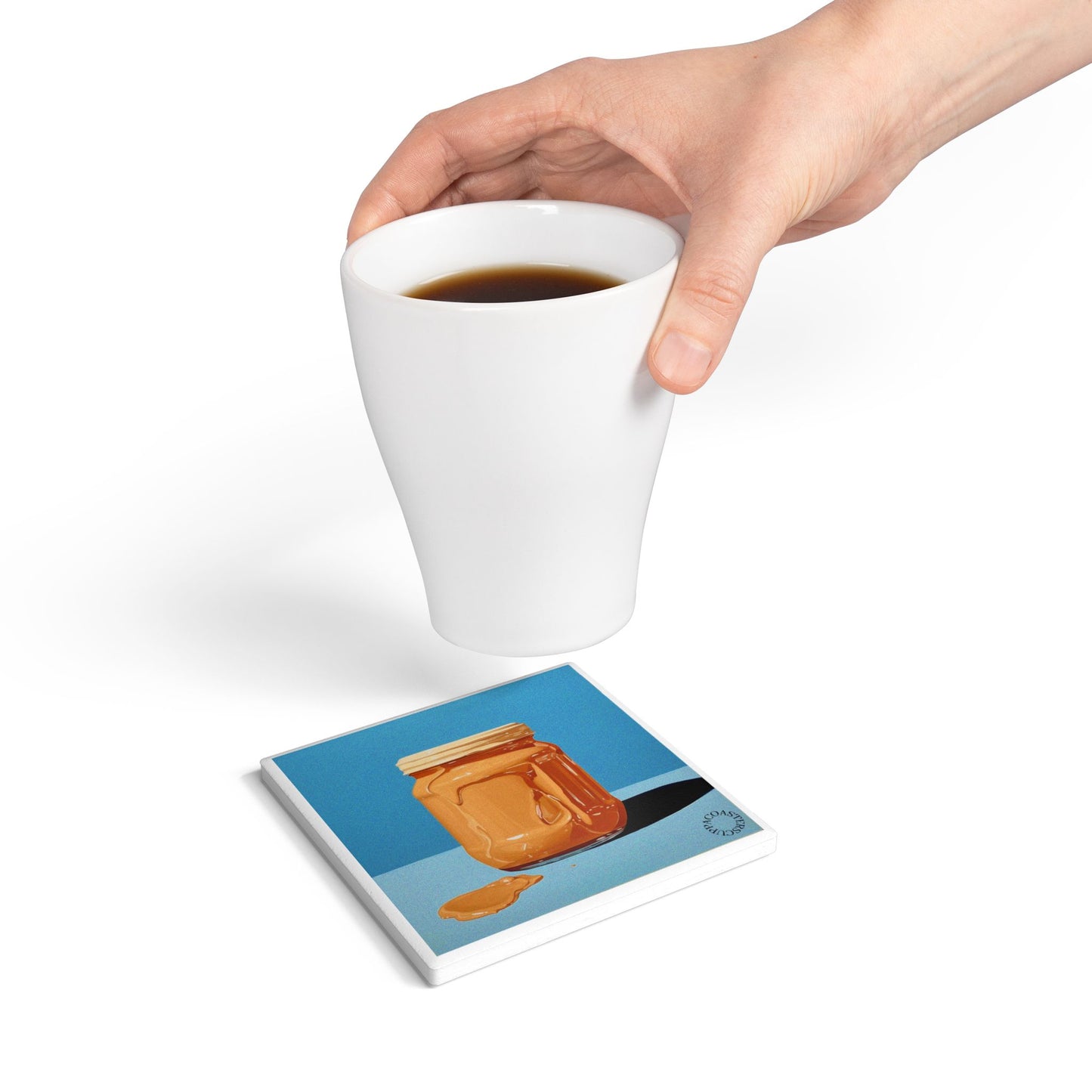 🥜 “Peanut Butter Dream” Ceramic Coaster – Retro Pop for Modern Tables