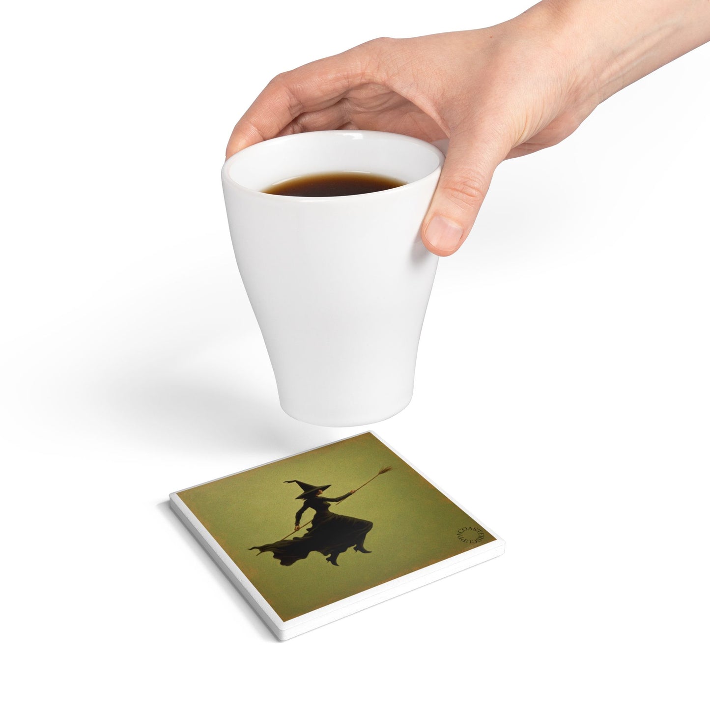 🧹 The Witching Hour – Ceramic Coaster