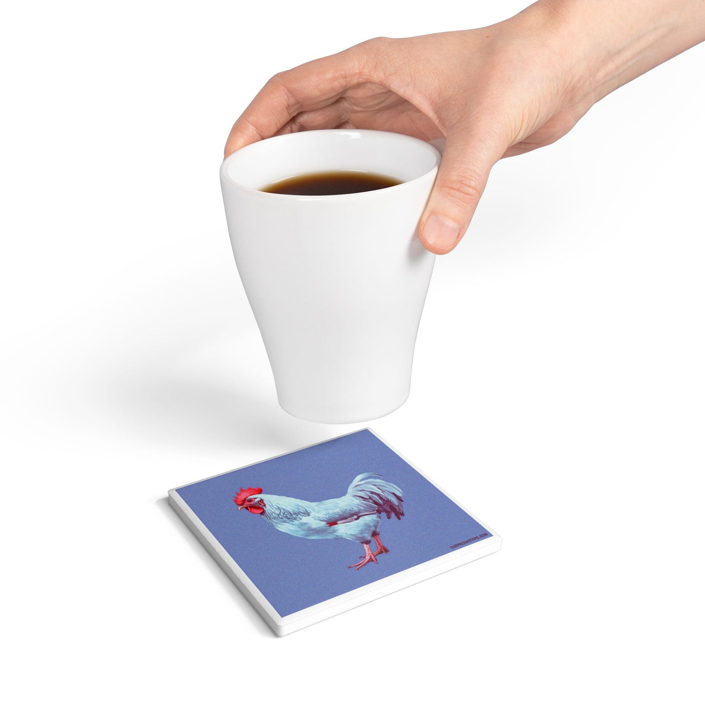 Rooster Rise Ceramic Coaster β Wake Up Your Tabletop πβ