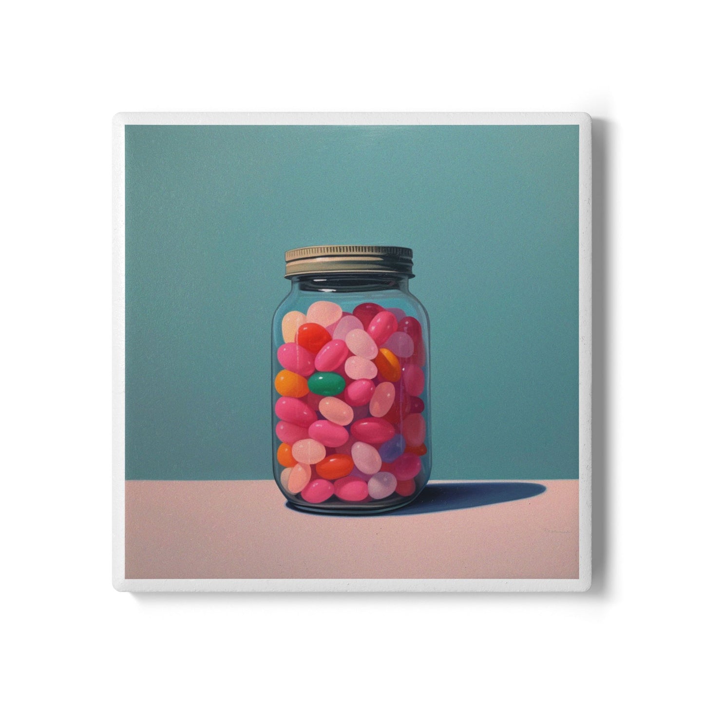 Jelly Bean Jar Ceramic Drinks Coaster – Sweet Style for Your Sip Station 🍬