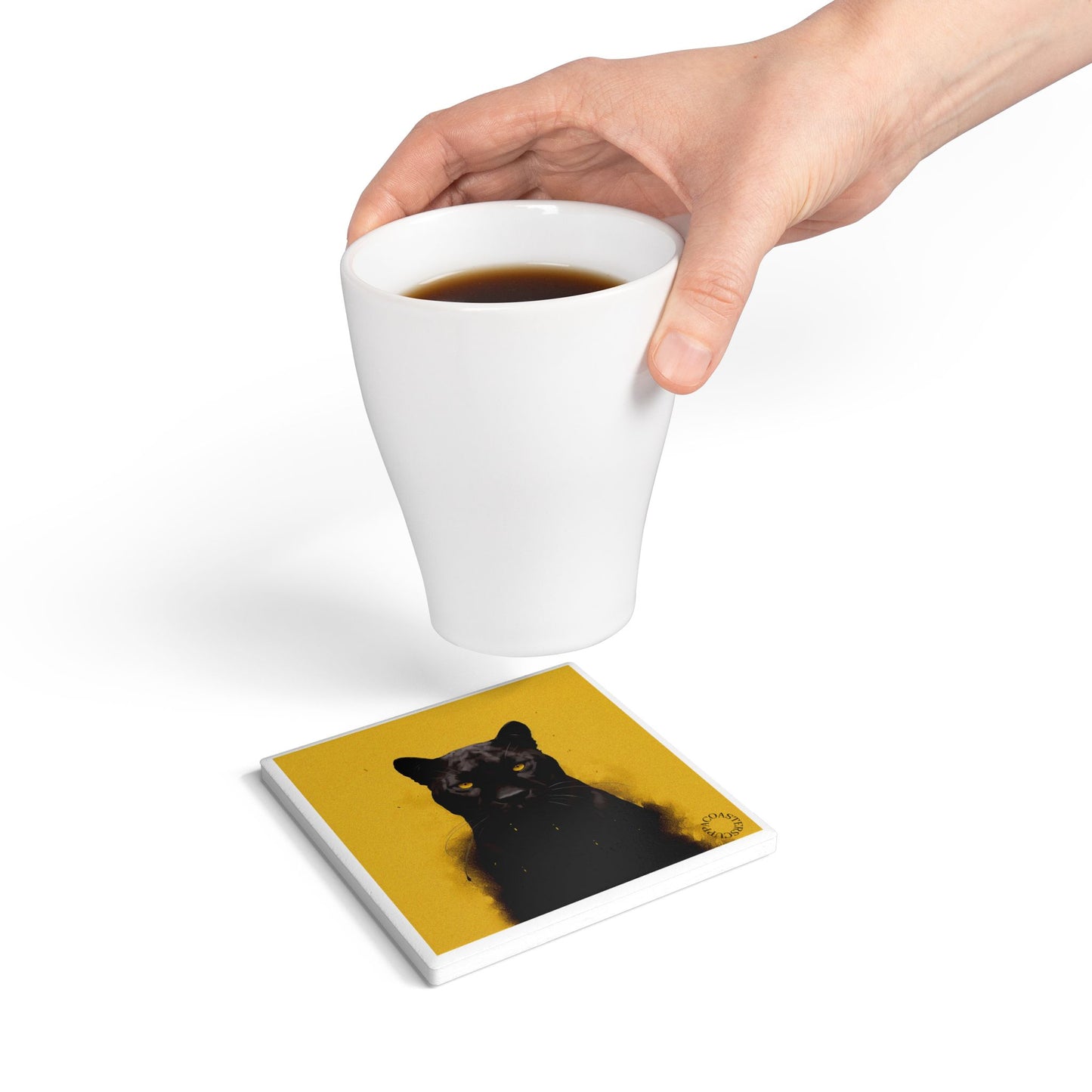 π The Black Panther Ceramic Coaster β Power & Mystery