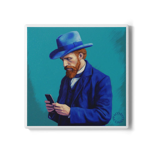 🎨 Van Gogh Missed Call Ceramic Coaster