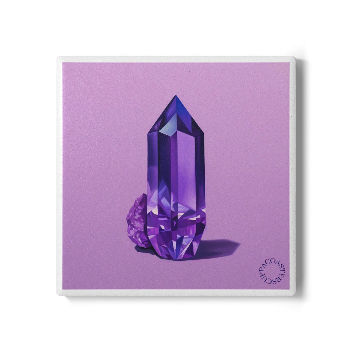 💎 “Amethyst Aura” Ceramic Coaster – Crystal Calm Meets Modern Shine