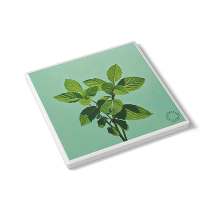 🌿 “Fresh Mint” Ceramic Coaster – Nature’s Calm in Every Sip