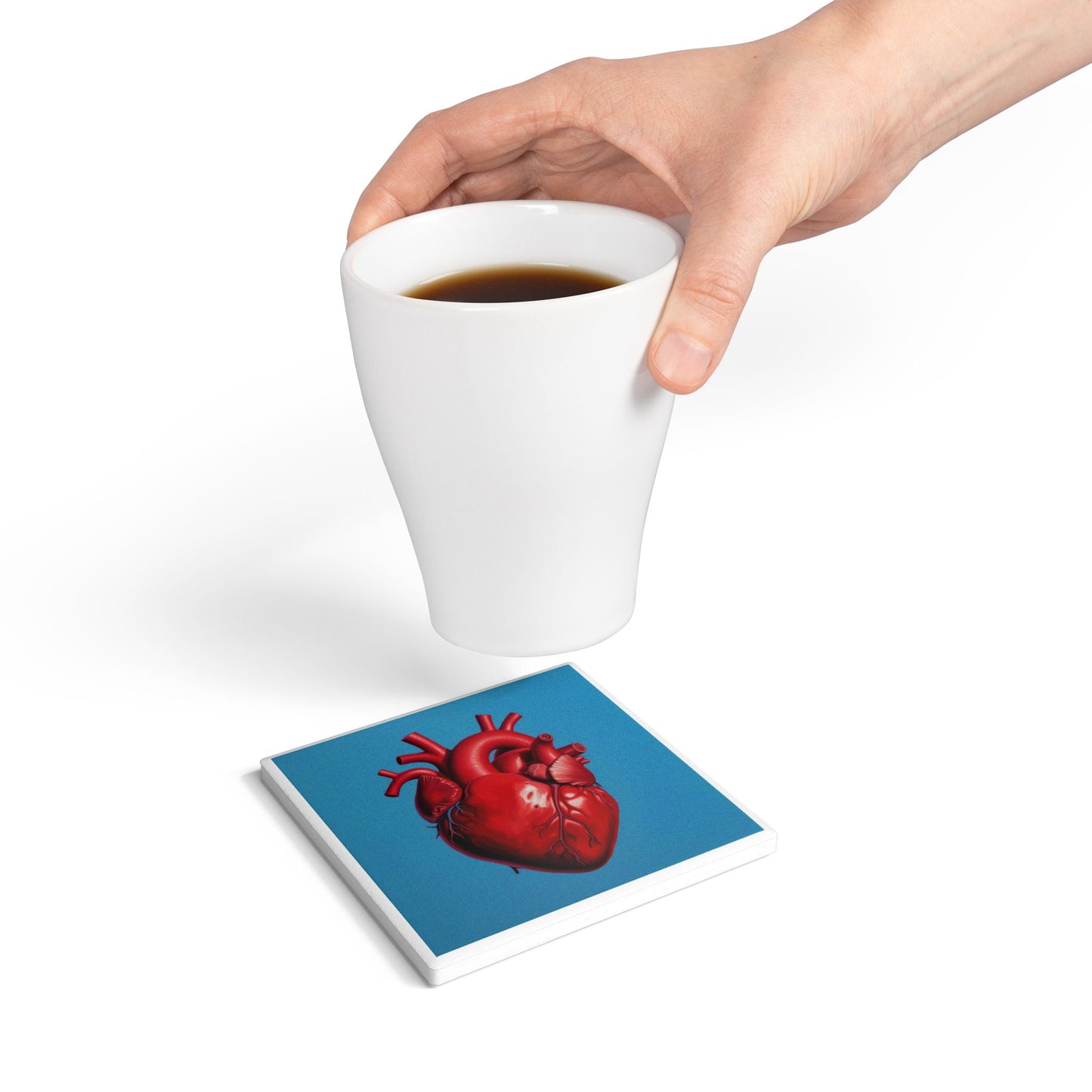 Anatomical Heart Ceramic Drinks Coaster – Medical Art Décor