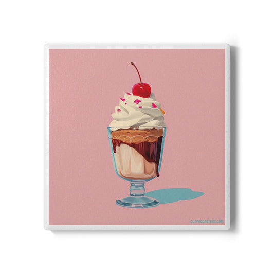 Sundae Best Ceramic Coaster – Scoop Up the Sweet Life 🍨💗