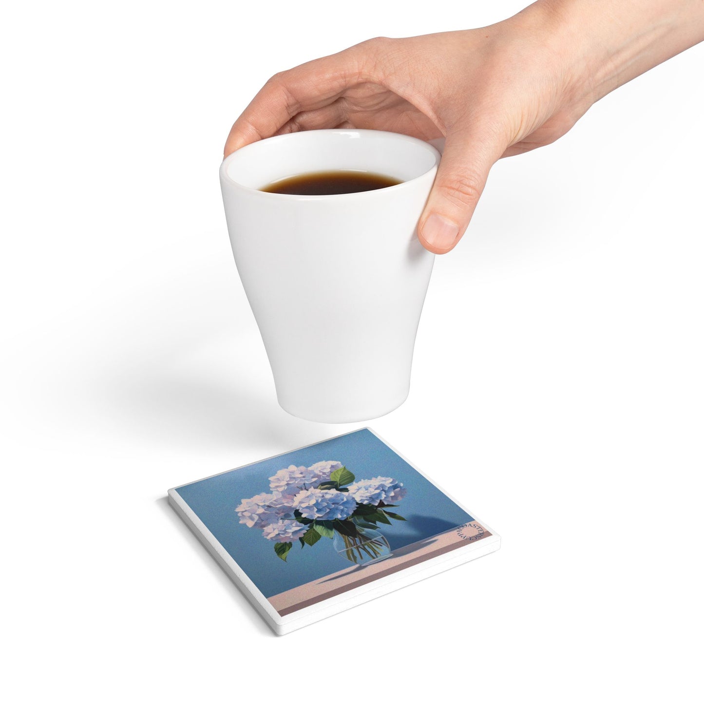 🌸 Hydrangea Ceramic Coaster – Calm in Bloom