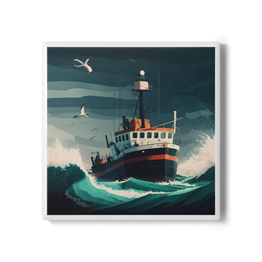 North Sea Ceramic Coaster – Nautical Seascape Gift