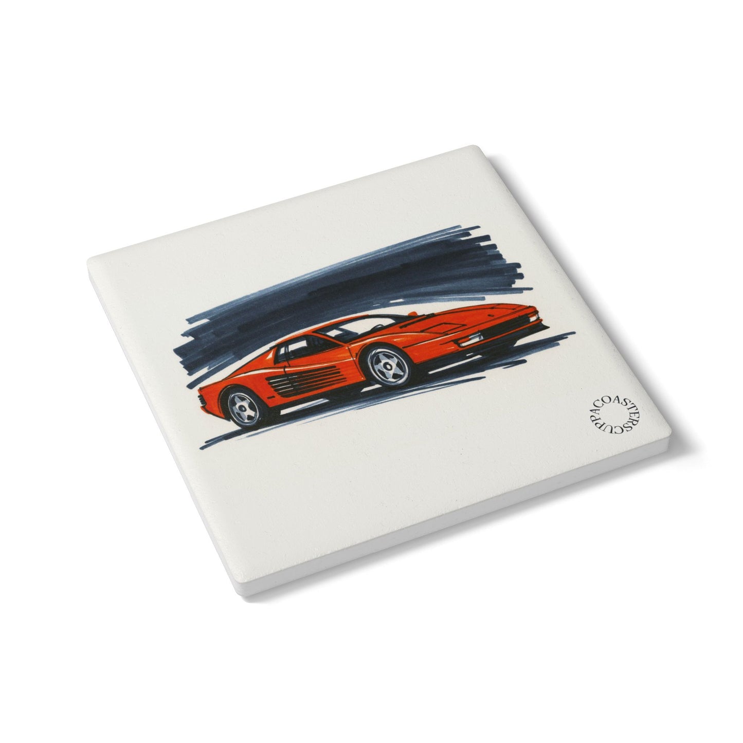 Italian Red Supercar Ceramic Coaster – Iconic 80s Speed & Style 🚗🔥