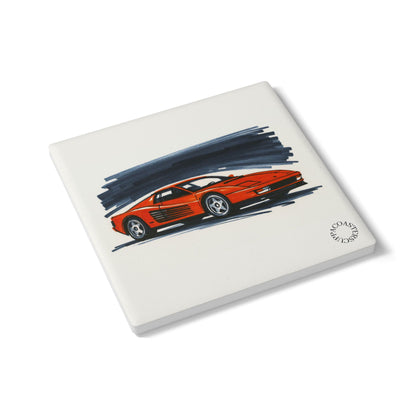 Italian Red Supercar Ceramic Coaster – Iconic 80s Speed & Style 🚗🔥
