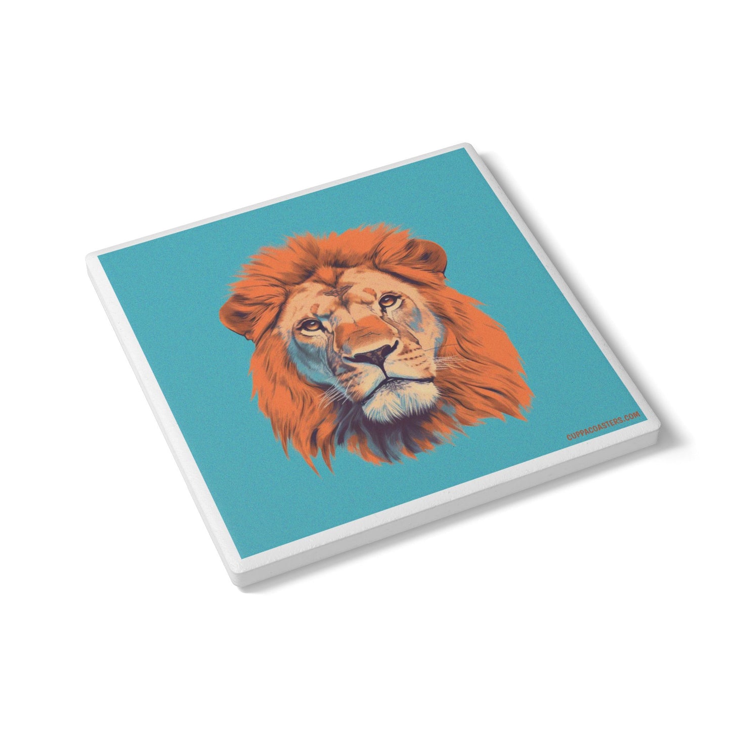 Lion Face Ceramic Coaster – Quiet Majesty Edition 🦁💙