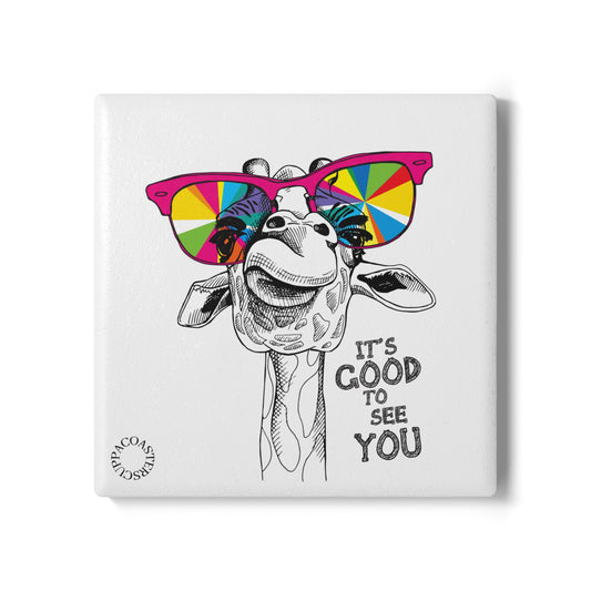 🦒 The “Good to See You” Ceramic Coaster – Whimsical & Bright