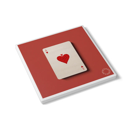 ♥️ “Ace of Hearts” Ceramic Coaster – Vintage Playing Card Collection