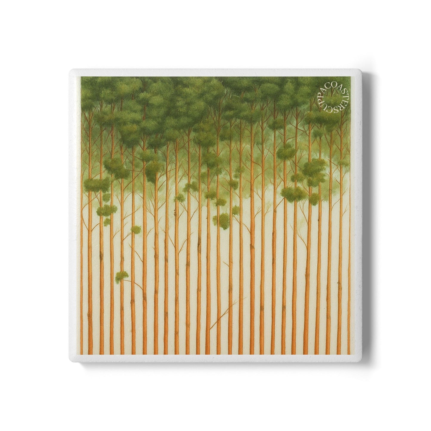 🌲 Whispering Pines Ceramic Coaster – Forest Harmony