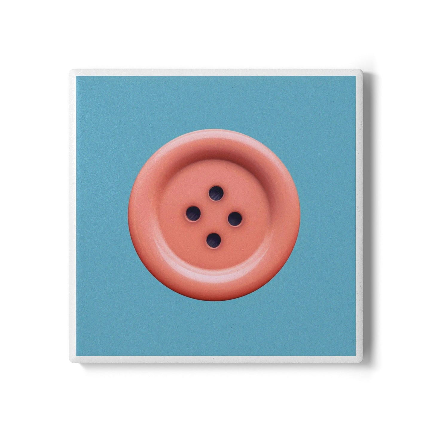 Cute As A Button Ceramic Coaster – Pink Pop Meets Blue Bliss 🎀🔵