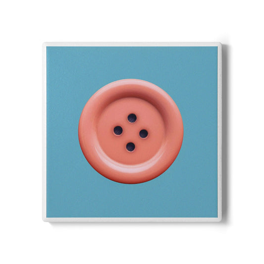 Cute As A Button Ceramic Coaster – Pink Pop Meets Blue Bliss 🎀🔵
