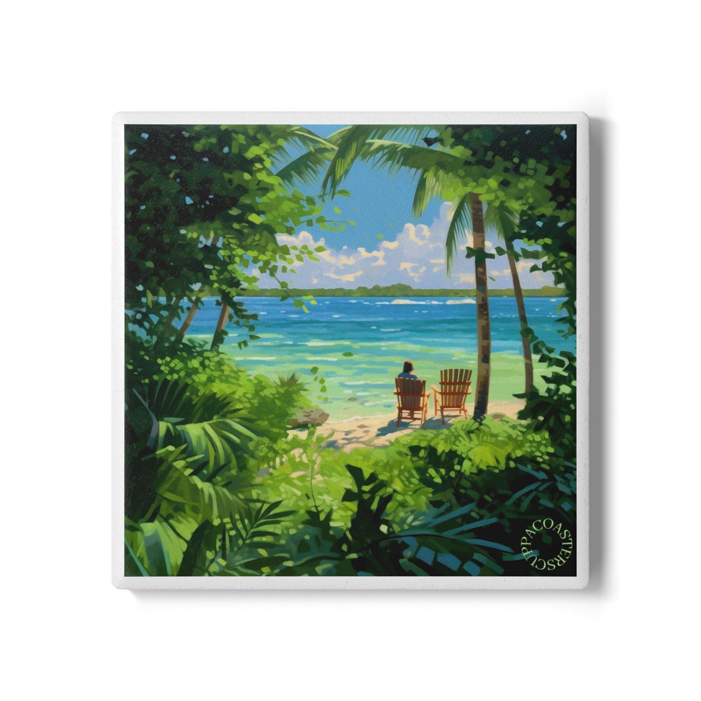 🏝️ The “Island Escape” Ceramic Coaster – Serenity in Every Sip