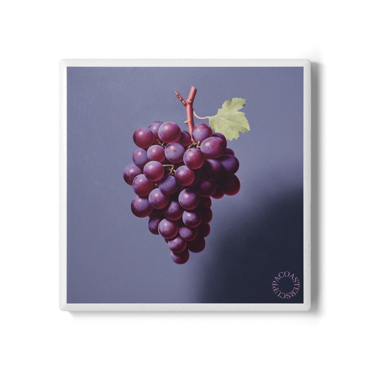 🍇 “Grape Harmony” Ceramic Coaster – Vineyard Charm Meets Modern Design