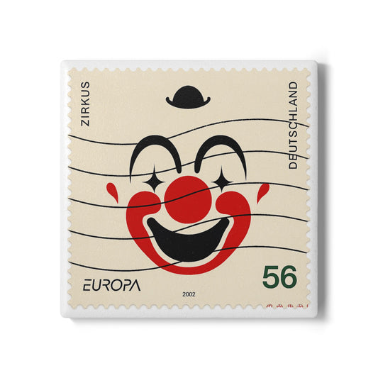 Zirkus Clown Ceramic Drinks Coaster – Postage Paid in Laughter 🎪