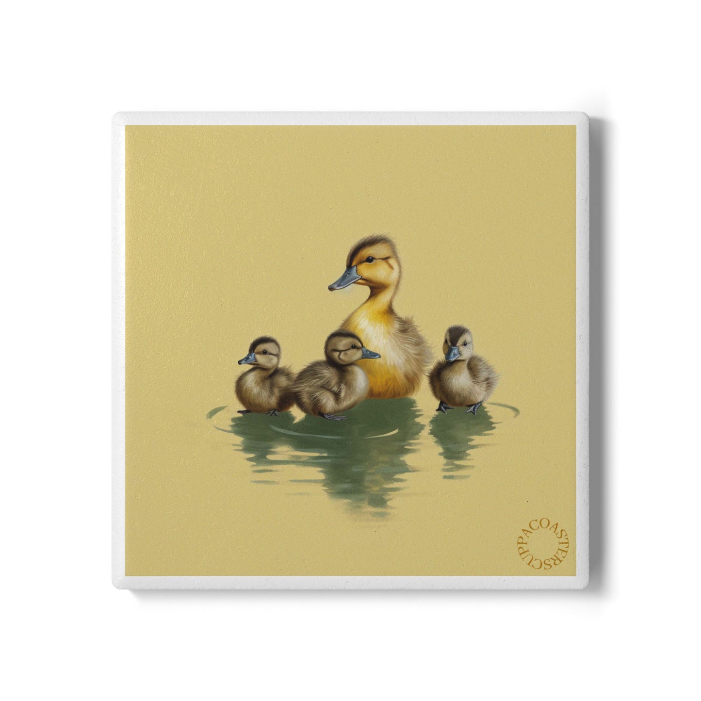 🦆 Ducklings Ceramic Coaster – Family Pond Edition