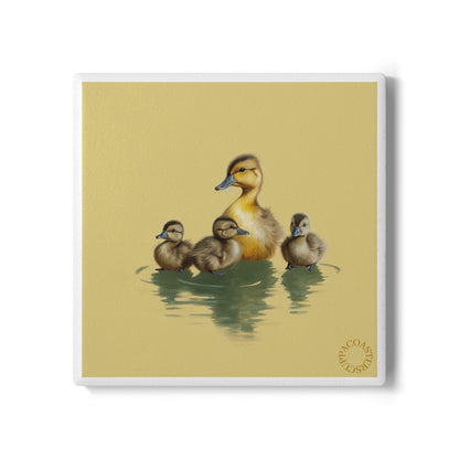 🦆 Ducklings Ceramic Coaster – Family Pond Edition
