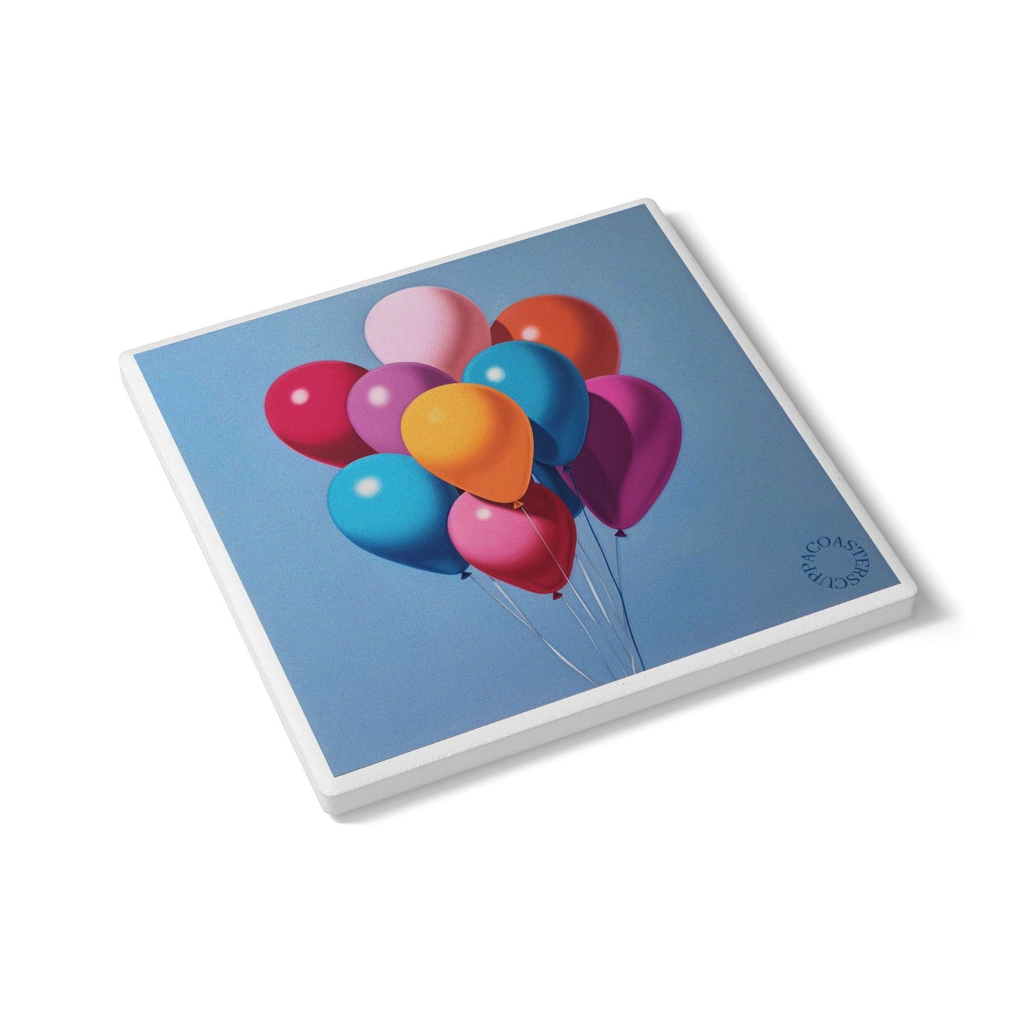 🎈 Up & Away – Balloon Design Ceramic Coaster