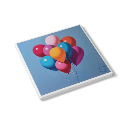 🎈 Up & Away – Balloon Design Ceramic Coaster