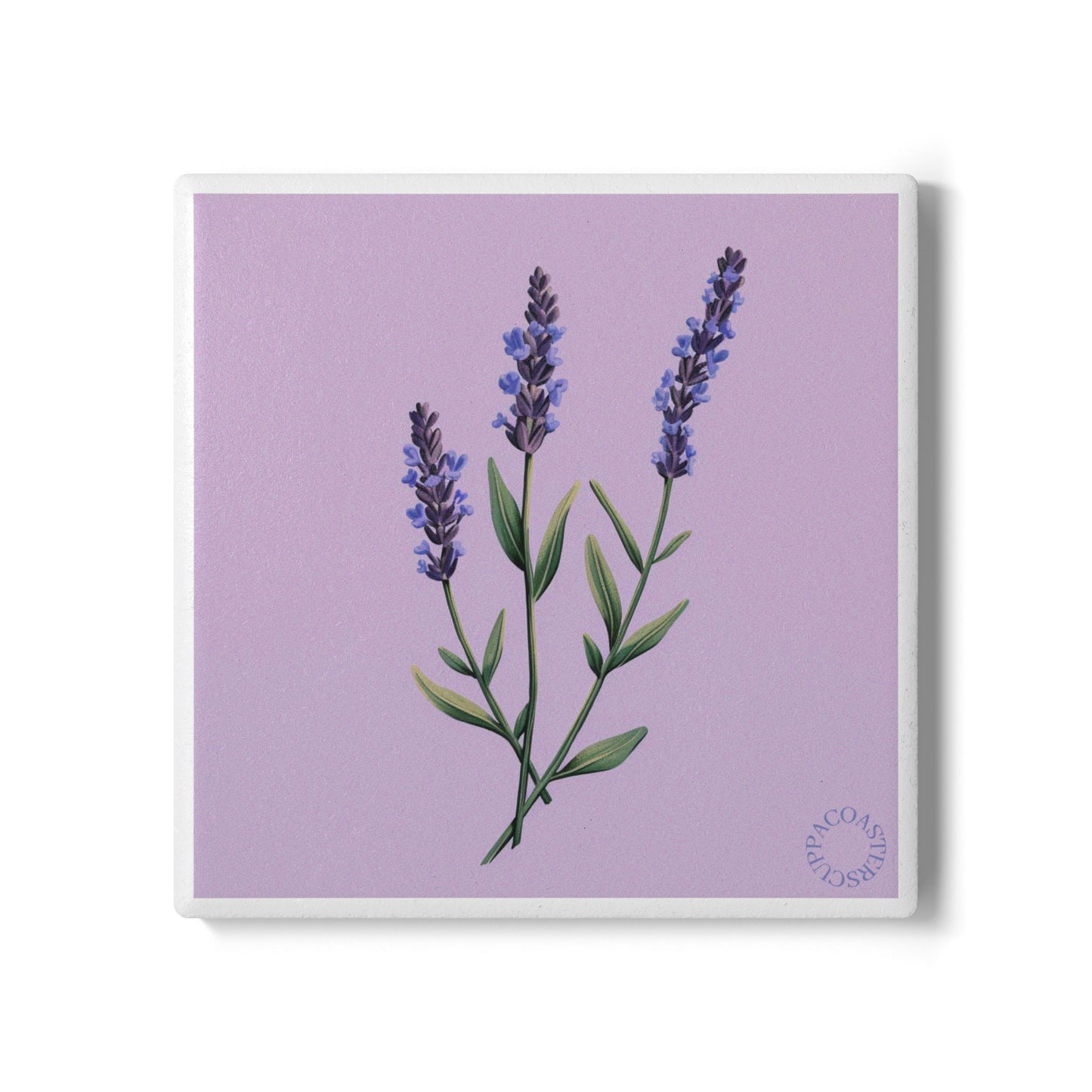 🌿 Lavender Ceramic Coaster – Tranquil Bloom