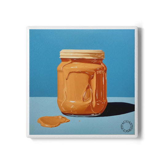 🥜 “Peanut Butter Dream” Ceramic Coaster – Retro Pop for Modern Tables