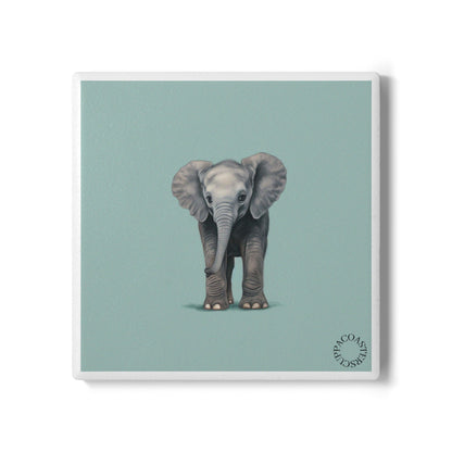 🐘 Little Wanderer Ceramic Coaster – Baby Elephant