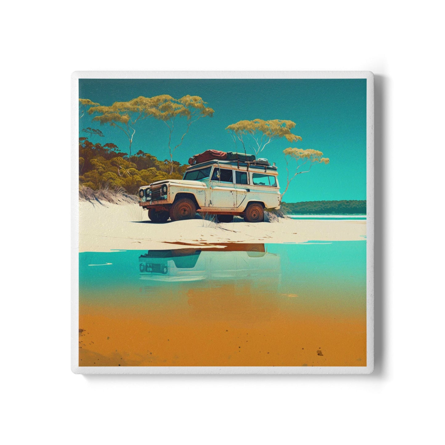 Fraser Drive Ceramic Coaster – Vintage Beach Adventure Gift